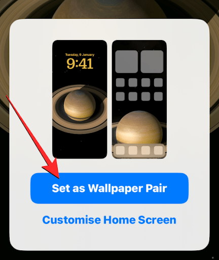 On iOS, a box will appear at the bottom of the screen to display a sample of your new home screen and lock screen. You can select the option to Set it as a Wallpaper Pair if you are satisfied with both of the appearances. However, if this is not the case, you can modify your home screen on its own by selecting the modify Home Screen option.